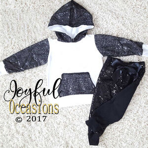 Toddler Girl Black Sequin Jogging Suit 2/3t